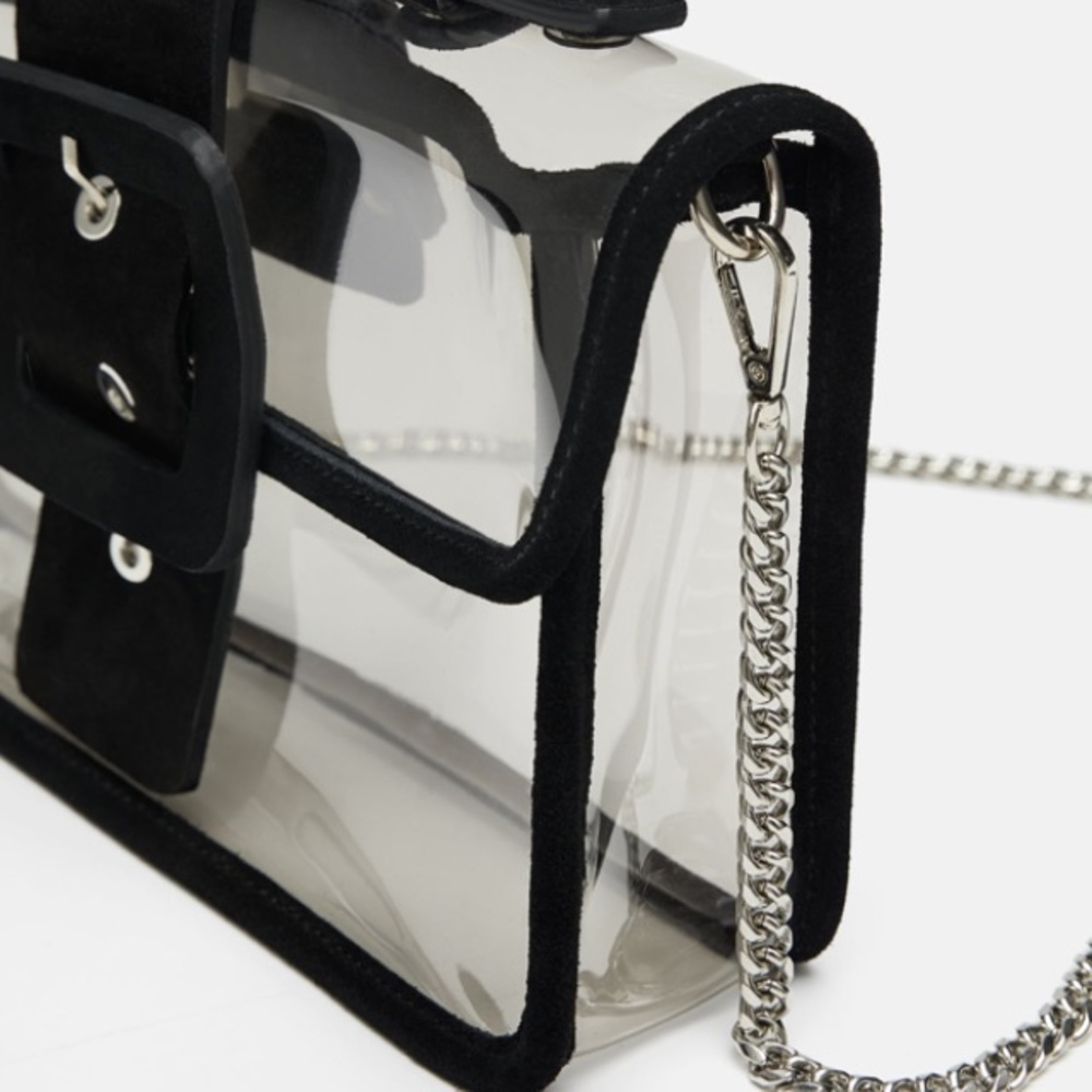 Zara vinyl crossbody bag with leather trim - Picture 4 of 7